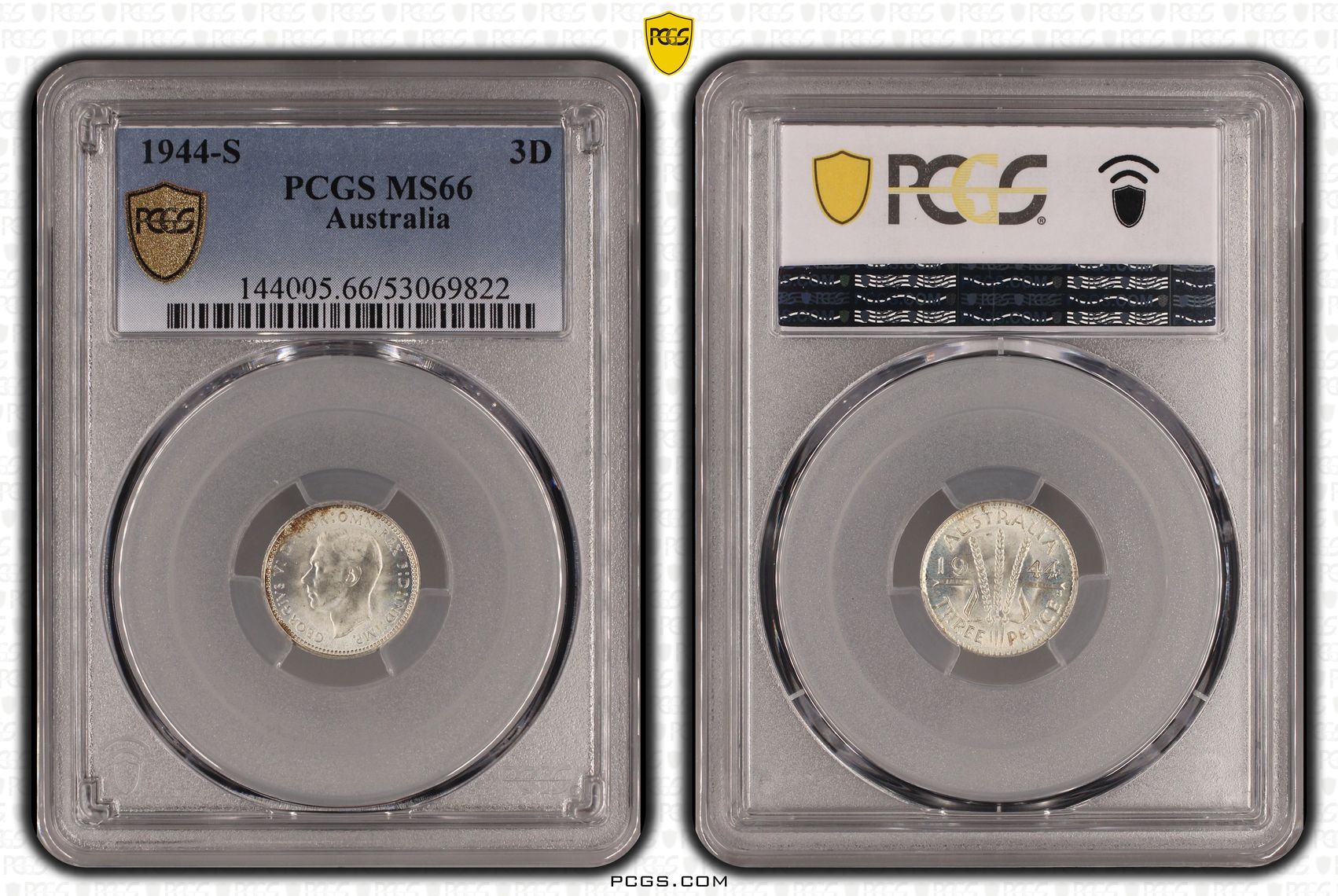 George VI, Threepence, 1944-S, PCGS MS66