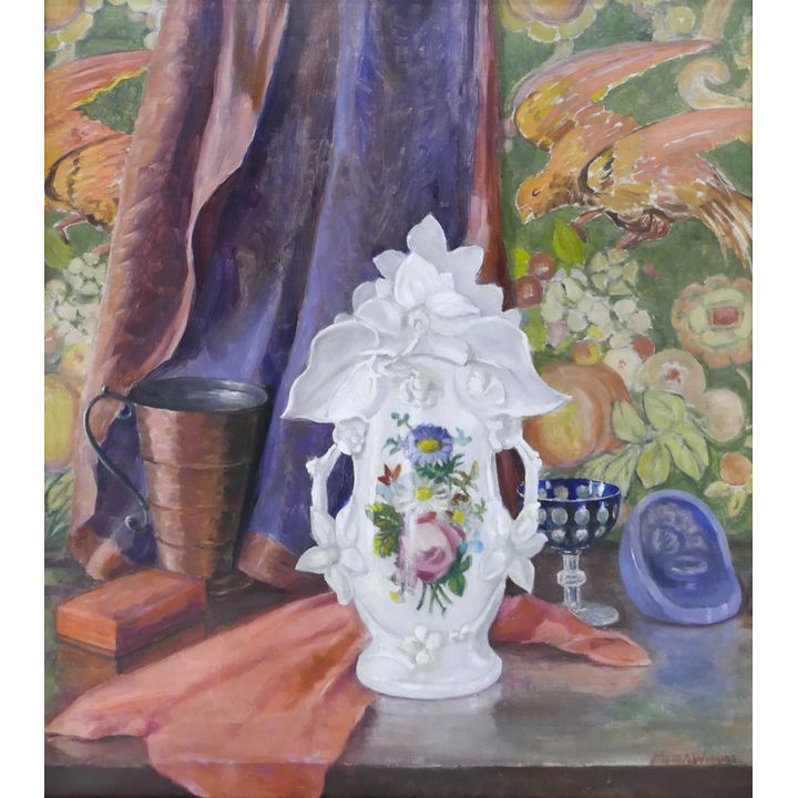 Myra Wiggins ''The White Vase'' 1930's Oil
