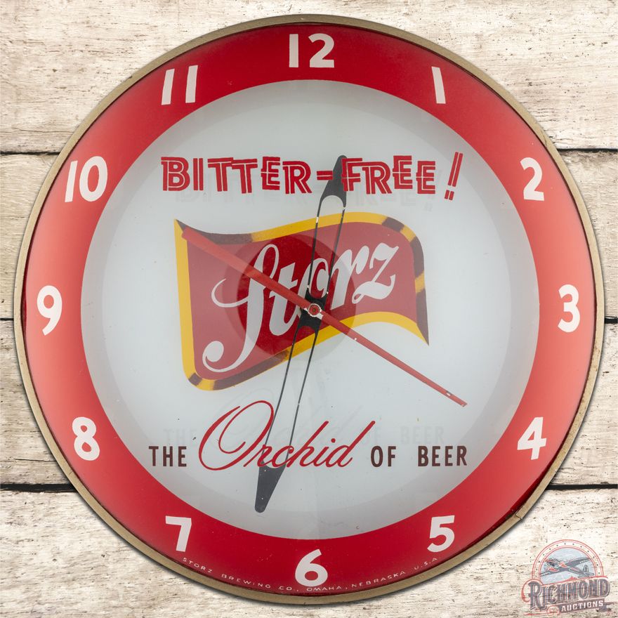 Bitter Free! Storz "The Orchid of Beer" 14" Lighted Bubble Advertising Clock Omaha Nebraska