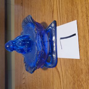 Westmoreland Blue Santa Sleigh covered candy dish