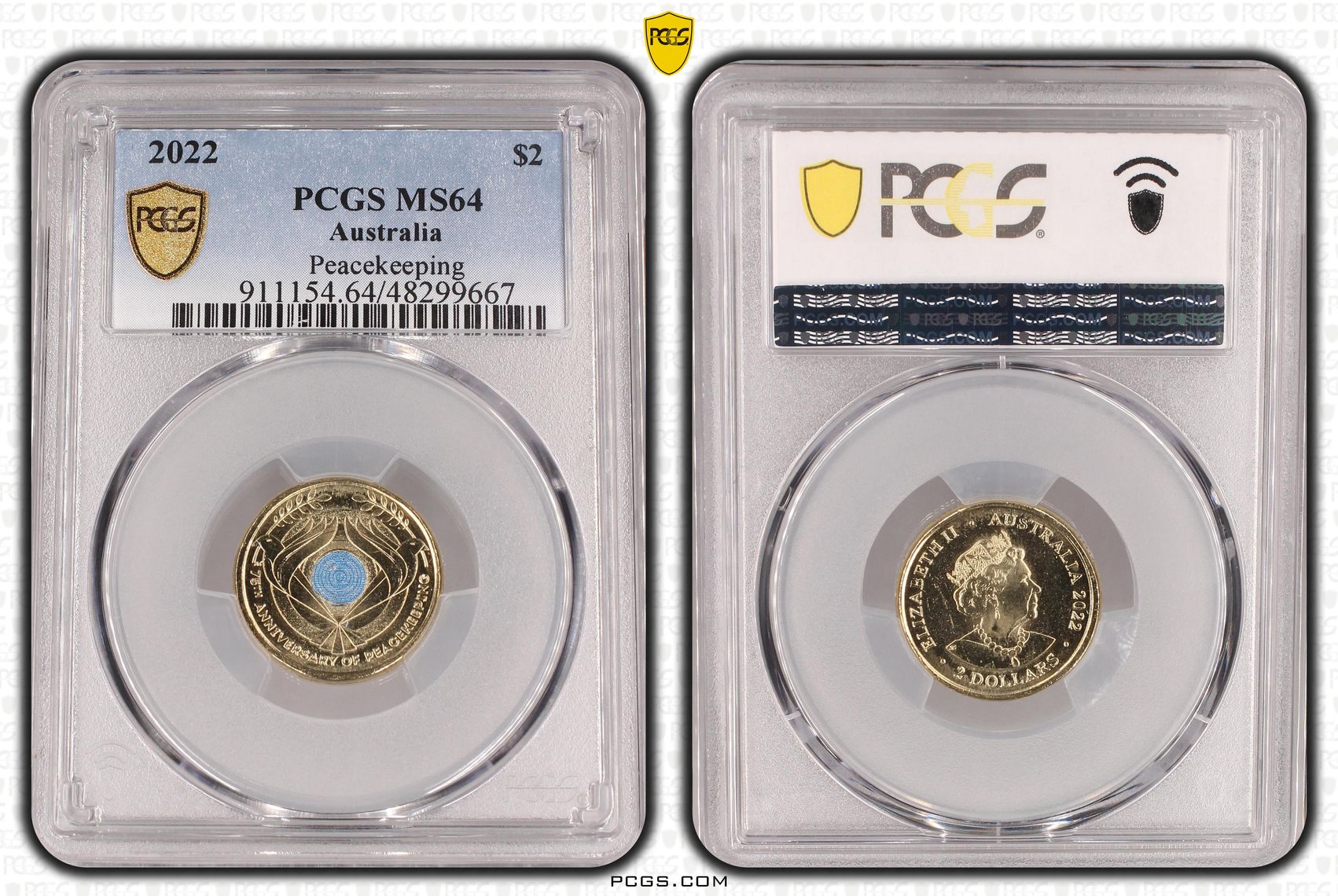 Peacekeeping - Colourised, Two Dollar, 2022, PCGS MS64