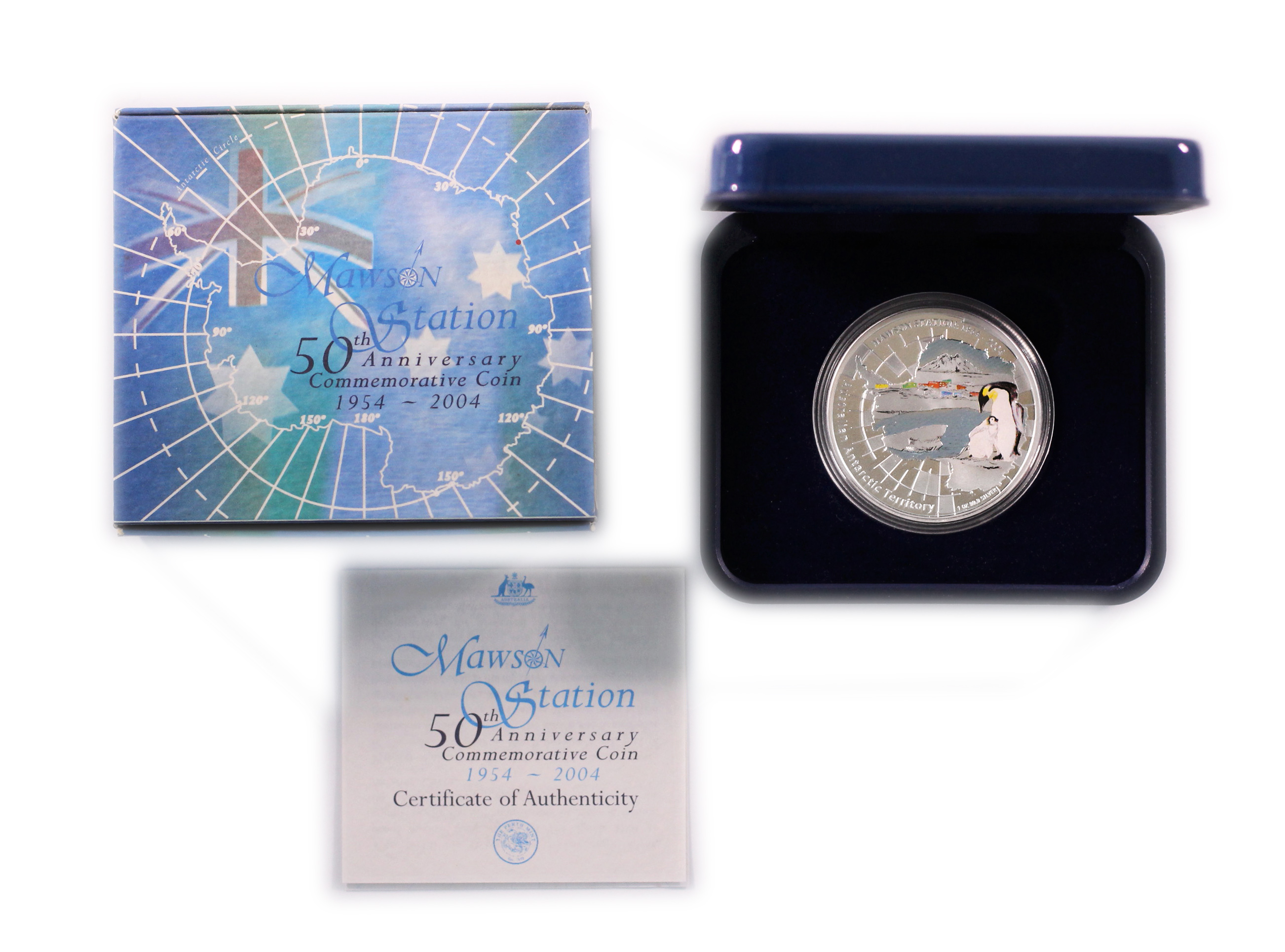 2004 Perth Mint Silver 1oz Mawson Station Antarctic Territory Coin