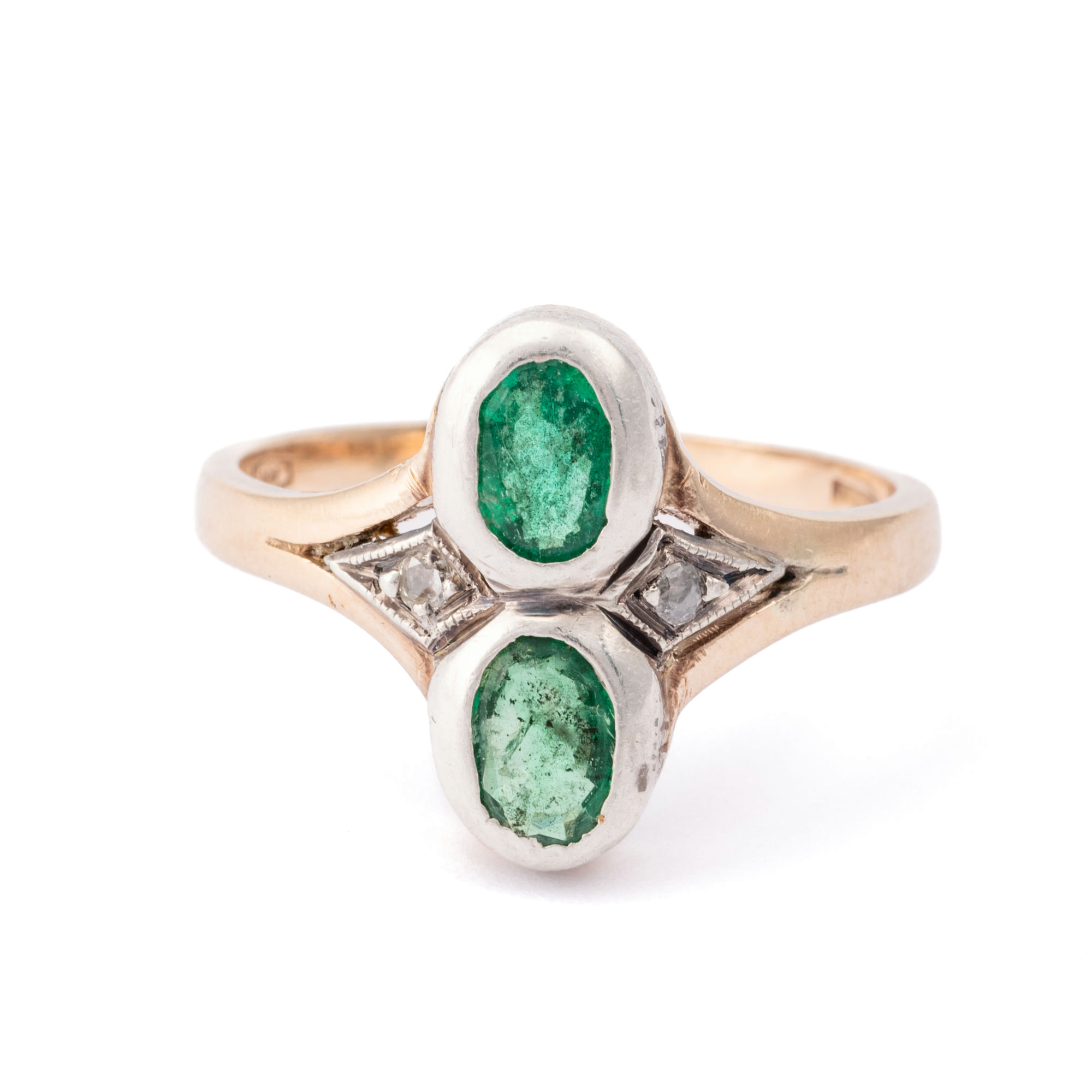 Vintage Emerald & Diamond Ring 12ct Gold,