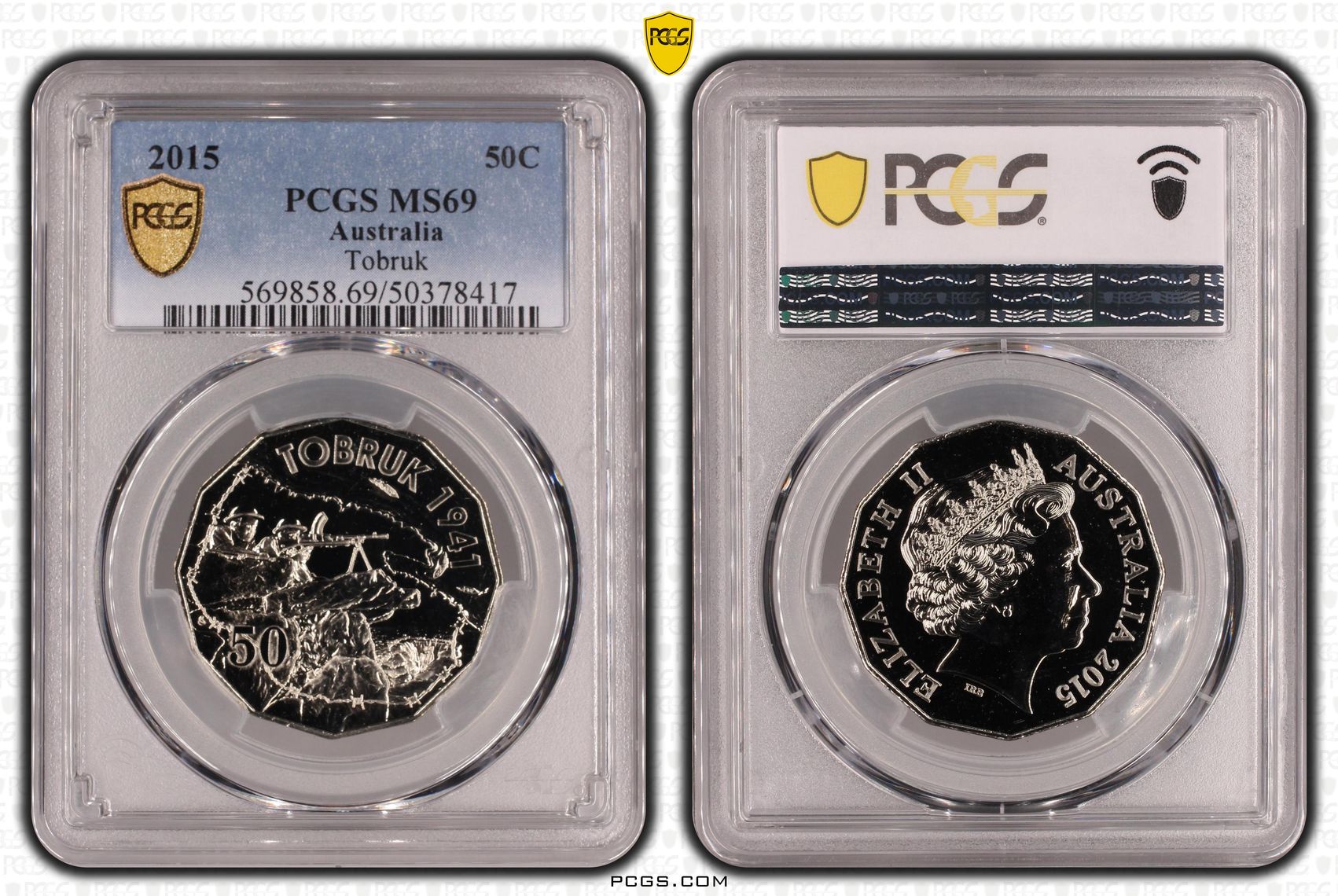 Tobruk, Fifty Cent, 2015, PCGS MS69