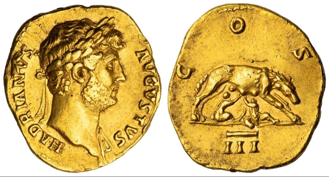 NGC Ch XF ~ Fine Style | Roman Empire, Hadrian (AD 117-138), AV Aureus ...