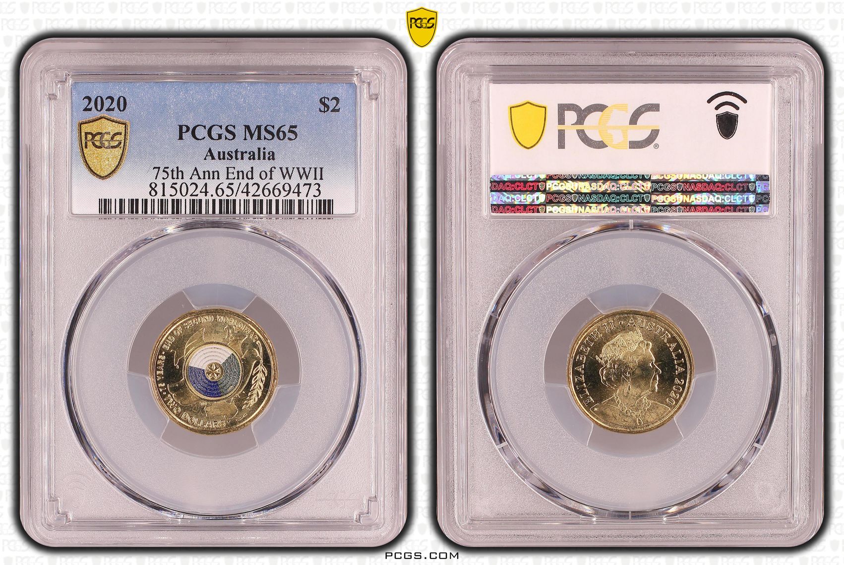 75th Ann End of WWII Colorized, Two Dollar, 2020, PCGS MS65