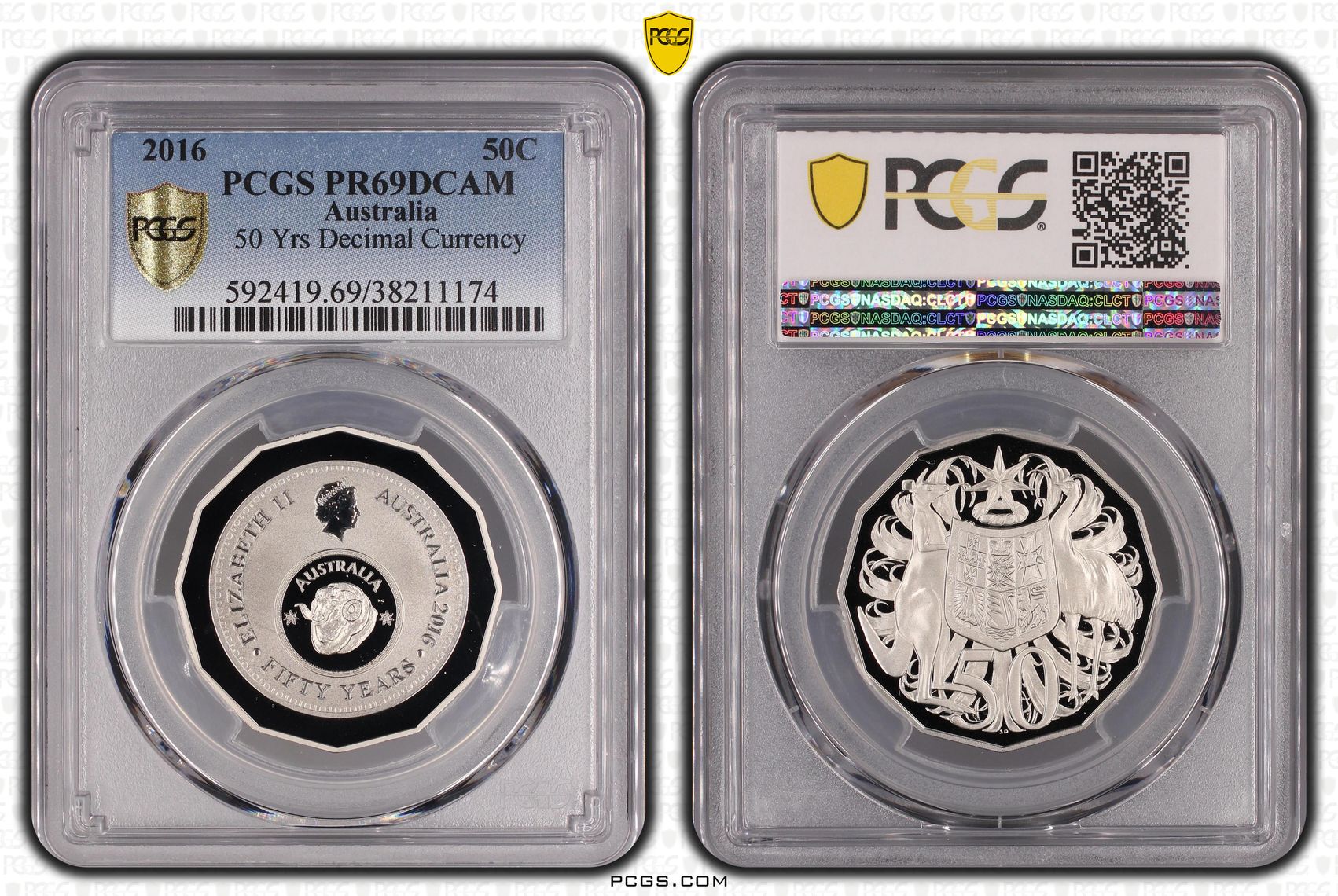 2016 Australia Fifty Cent, 50c 50th Ann. Decimal Currency PCGS - PR69DCAM -174