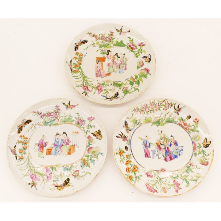 3pc Chinese Qing Porcelain Plates