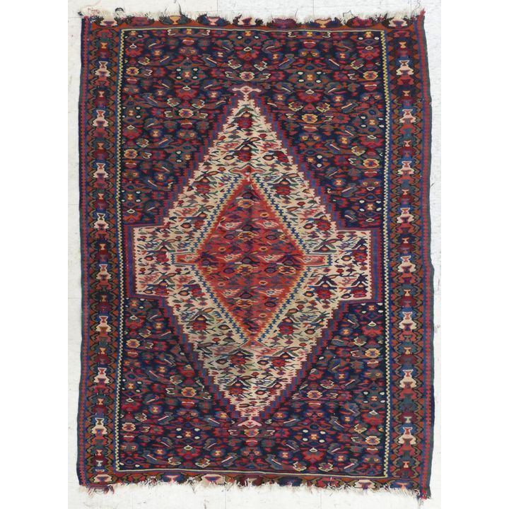Antique Persian Senneh Kilim Oriental Rug