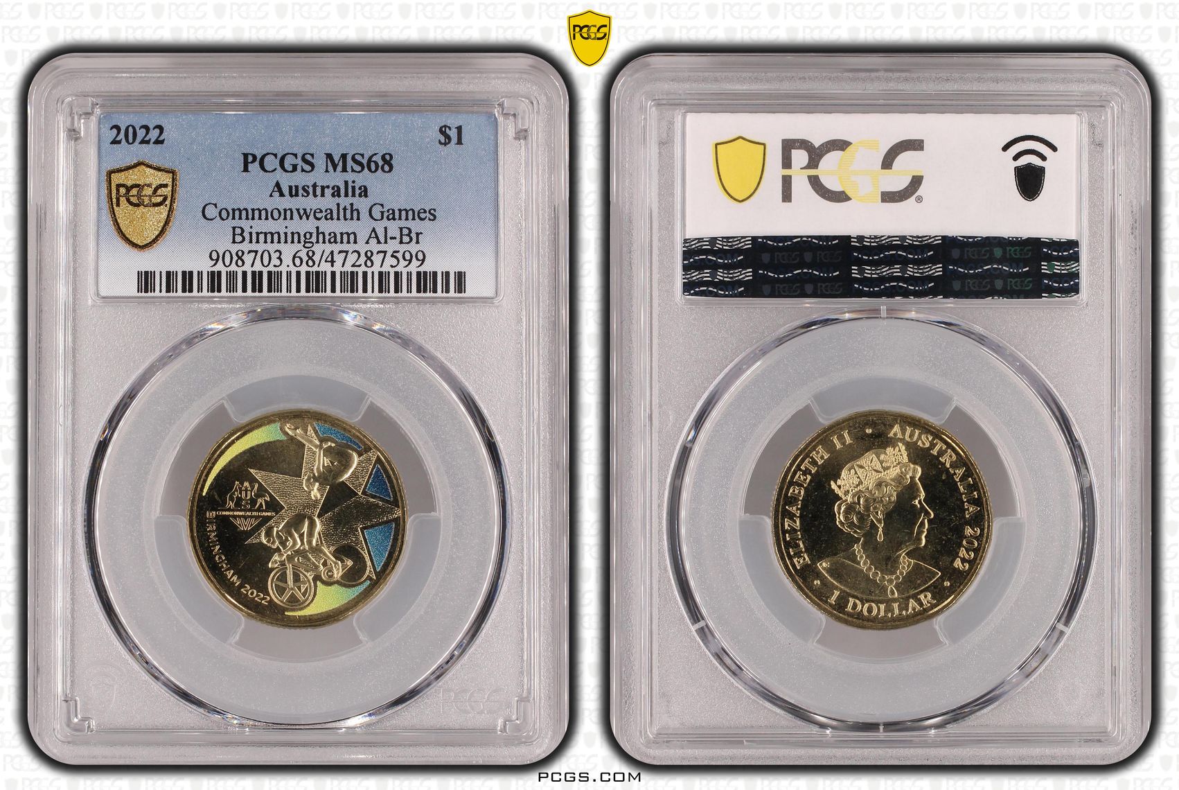 Elizabeth II, Commonwealth Games - Birmingham Al-Br, One Dollar, 2022, PCGS MS68