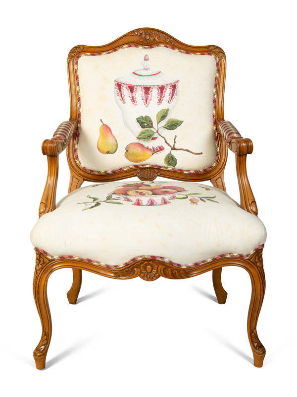 A Louis XV Style Carved Wood Fauteuil
Height 38 1/2 x width 26 1/2 x depth 22 inches.