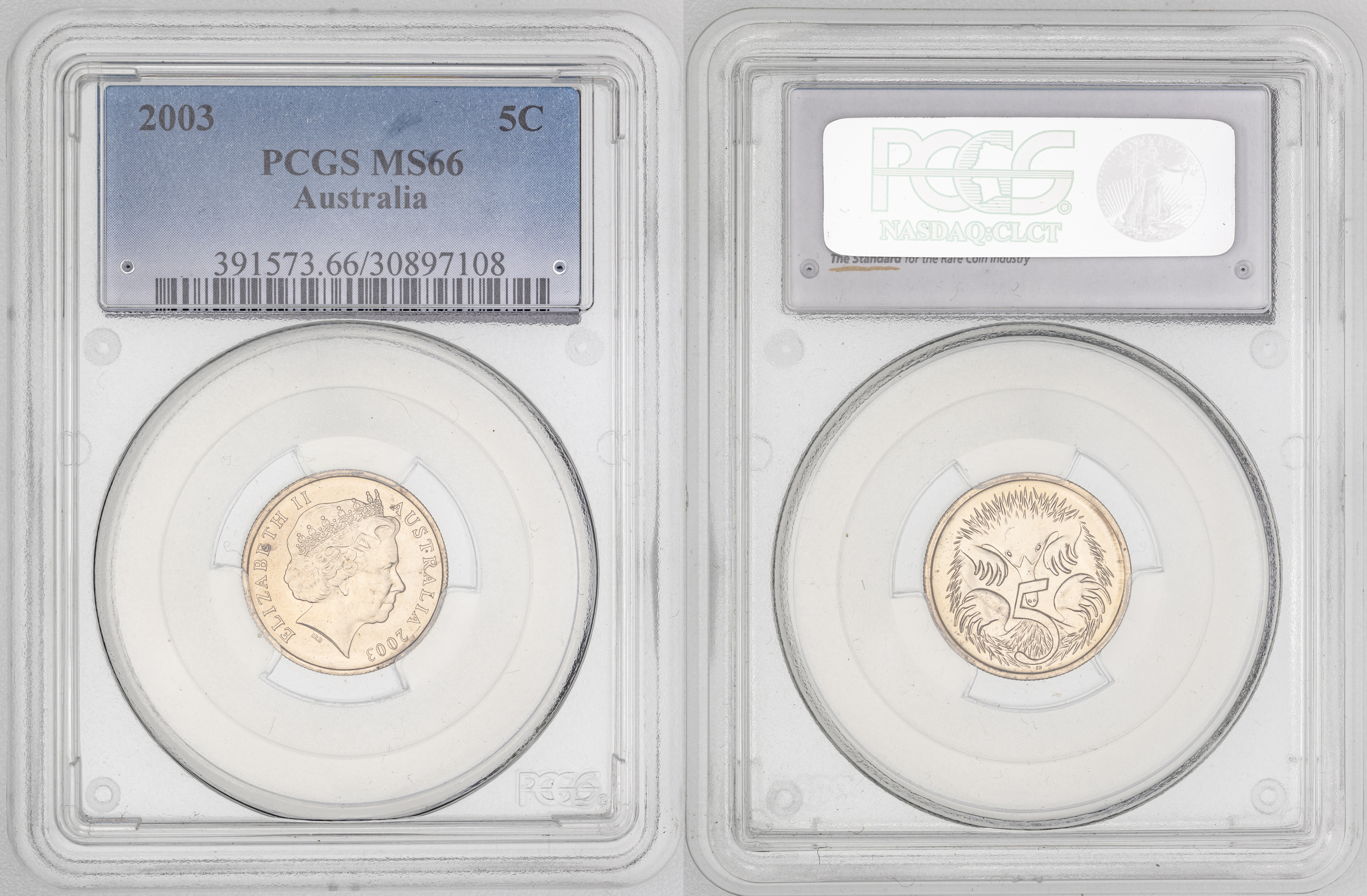 Elizabeth II, Five Cent, 2003, PCGS MS66