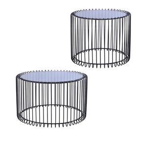 Living Room Storage Iron Light Luxury Side Table 2 of Set Z-017 - Black