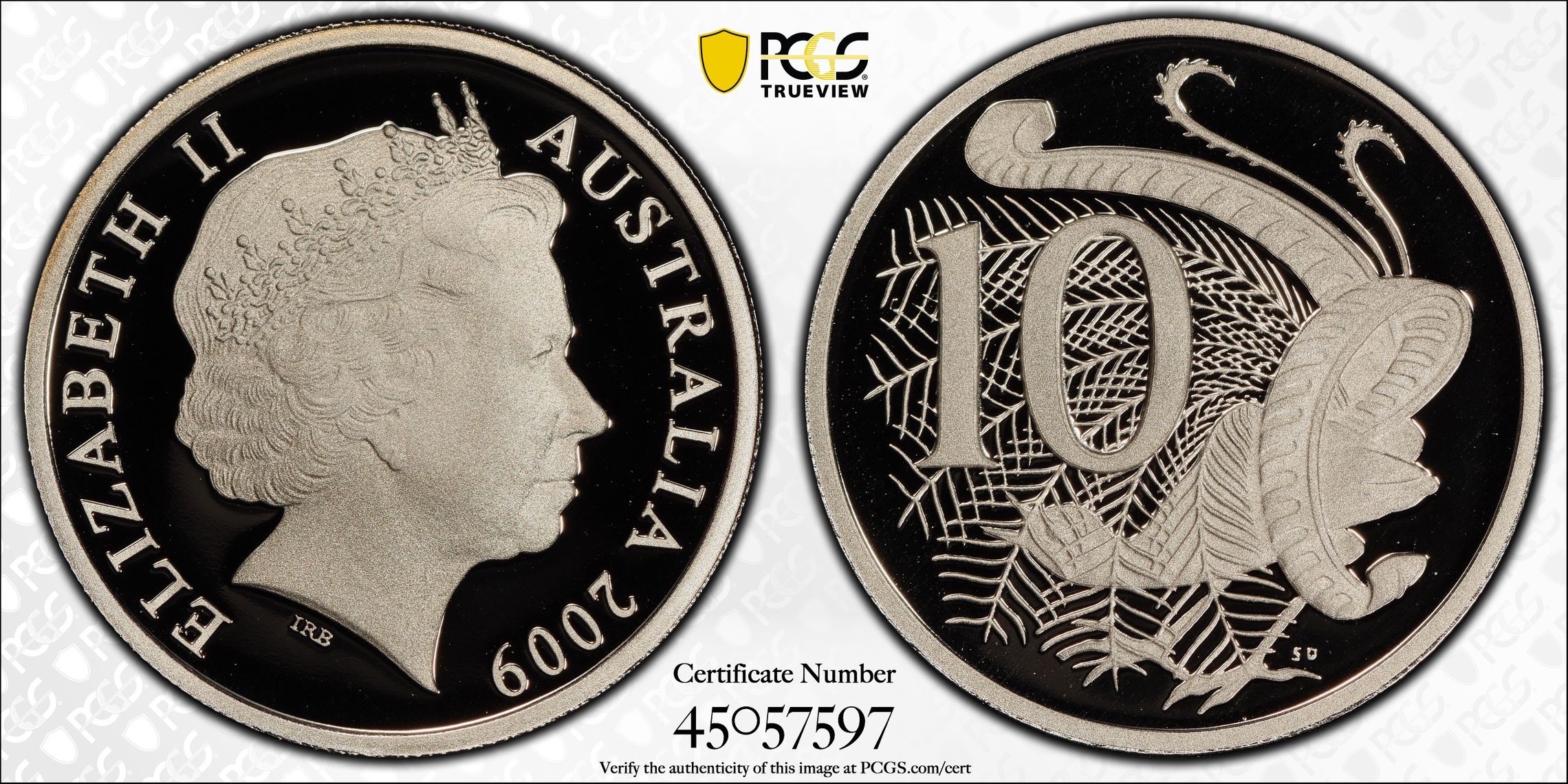 Elizabeth II, Ten Cent, 2009, PCGS PR 70DCAM