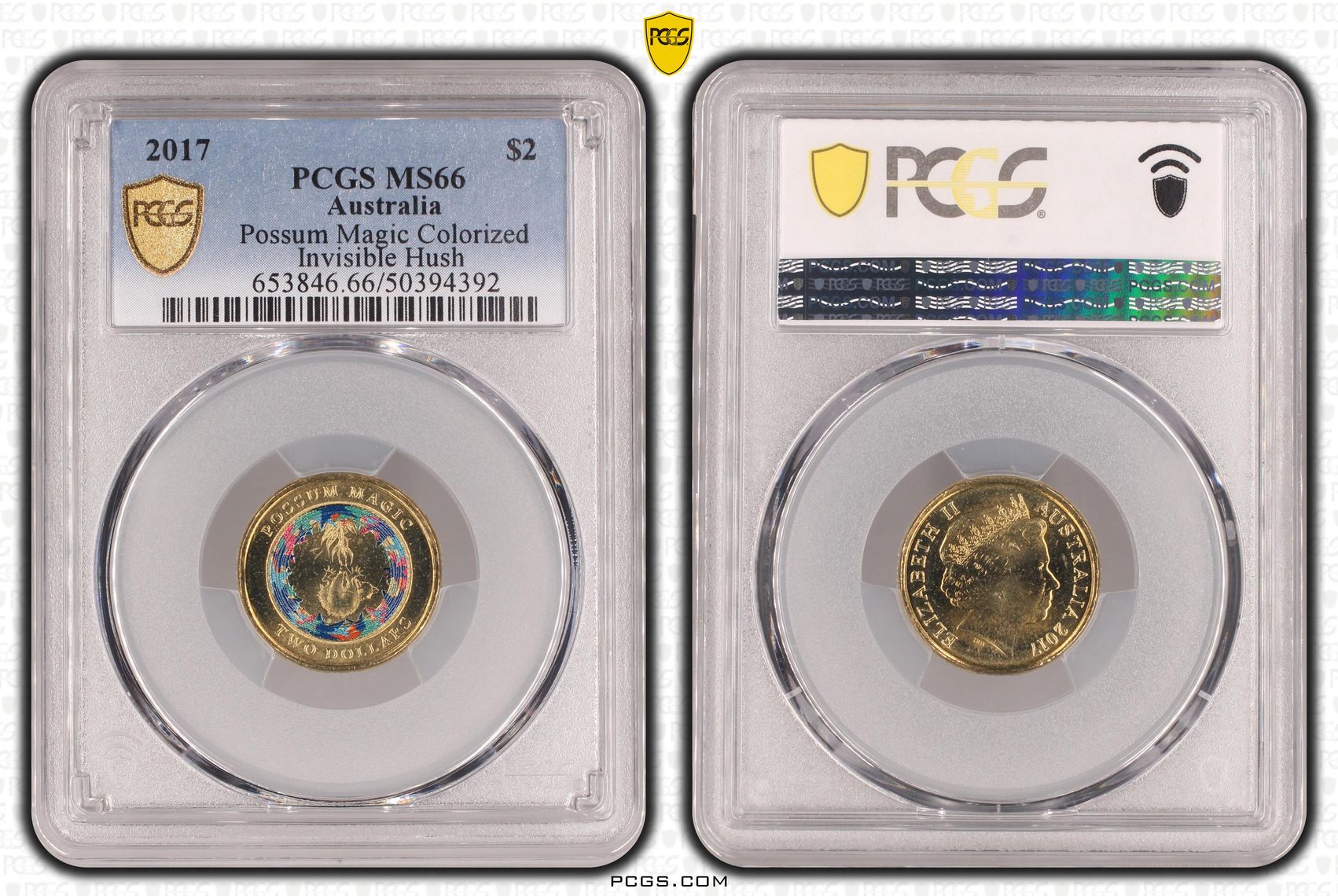 436 · Elizabeth II, Possum Magic - Invisible Hush , Two Dollar, 2017, PCGS MS66