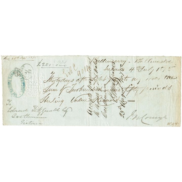 1875 Cheque for  250