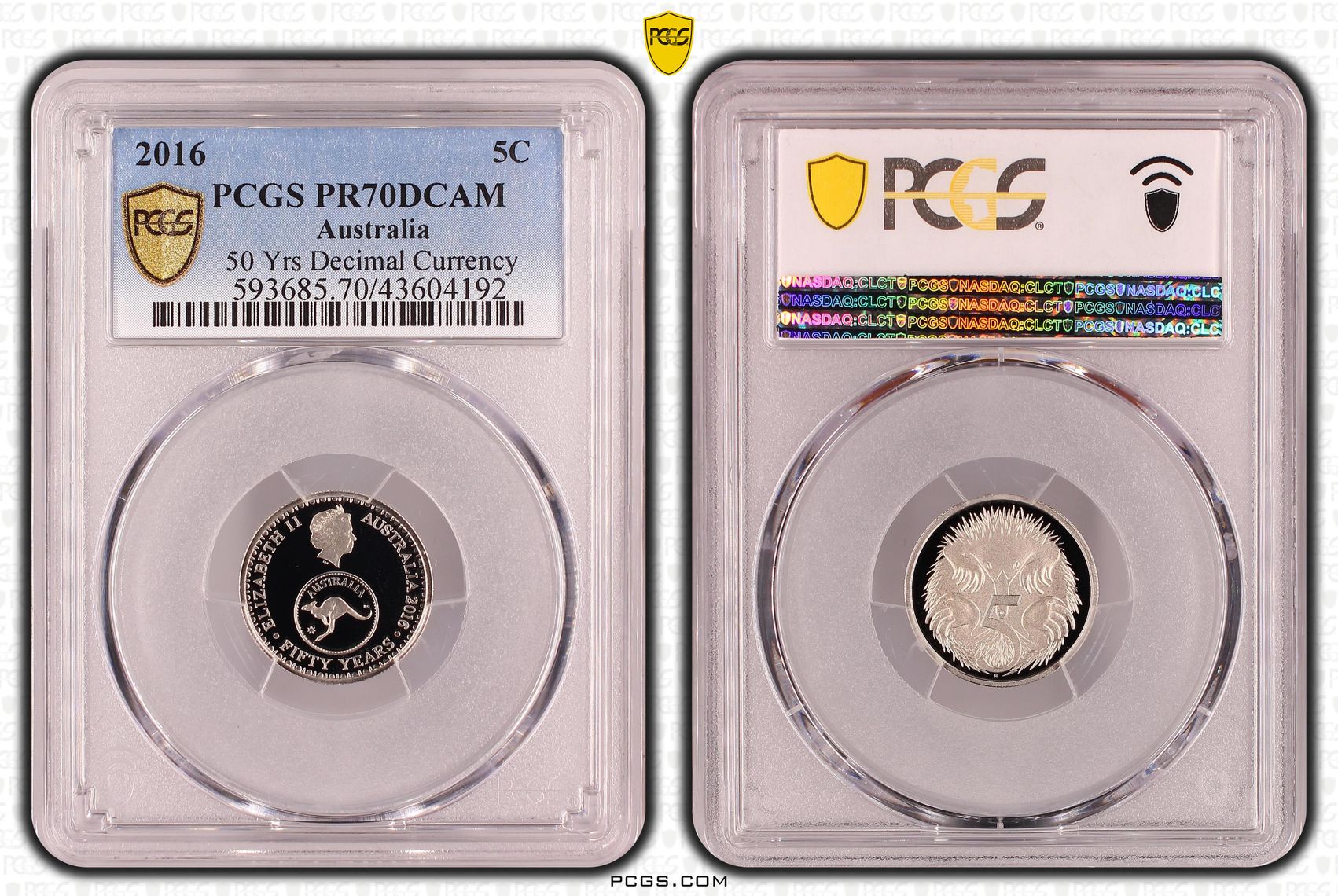 416 · 2016 Australian Five Cent, 5c Proof 50 Yrs Decimal Currency PCGS - PR70DCAM POP 120/0 -192