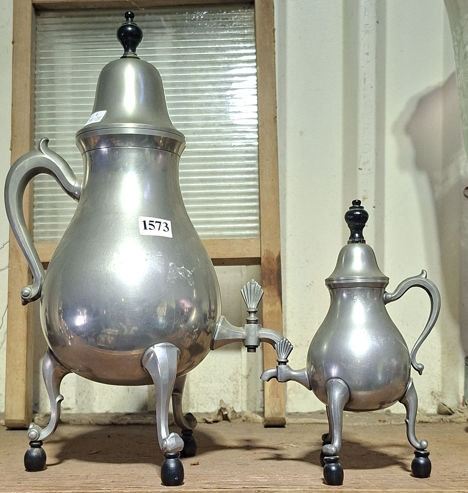 PEWTER WATER/TEA POTS