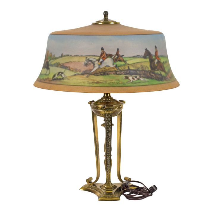 Pairpoint Glass Company , Pairpoint Hunting Scene Reverse Painted