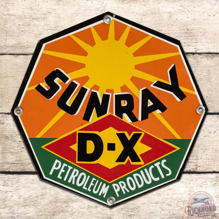 Outstanding Sunray D-X Petroleum Products 9" Single Sided Porcelain Sign