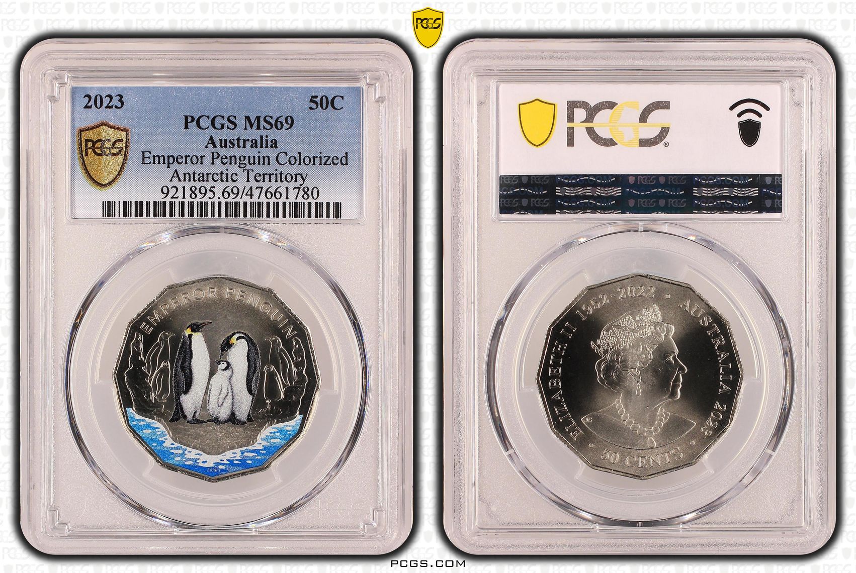 Emperor Penguin Colorized, Fifty Cent, 2023, PCGS MS 69