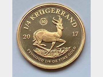 2017 SOUTH AFRICAN '50th ANNIVERSARY' GOLD 1/4oz PROOF KRUGERRAND
