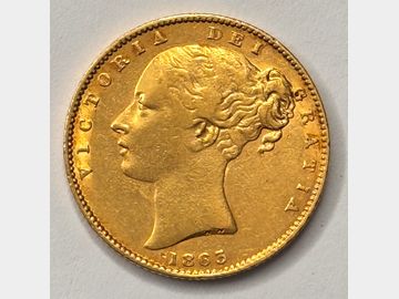 1863 VICTORIA LONDON MINT SHIELD GOLD SOVEREIGN