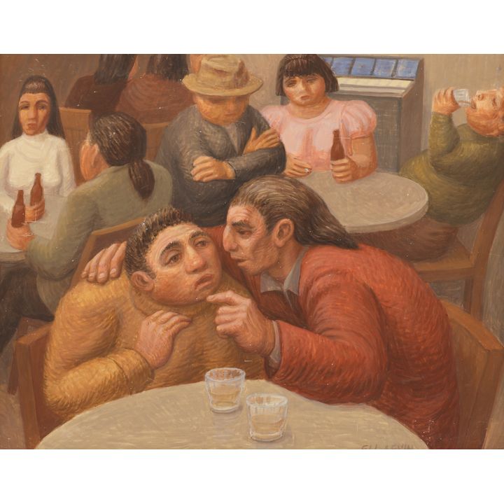 Eli Levin ''The Secret'' (Bar Scene) Oil
