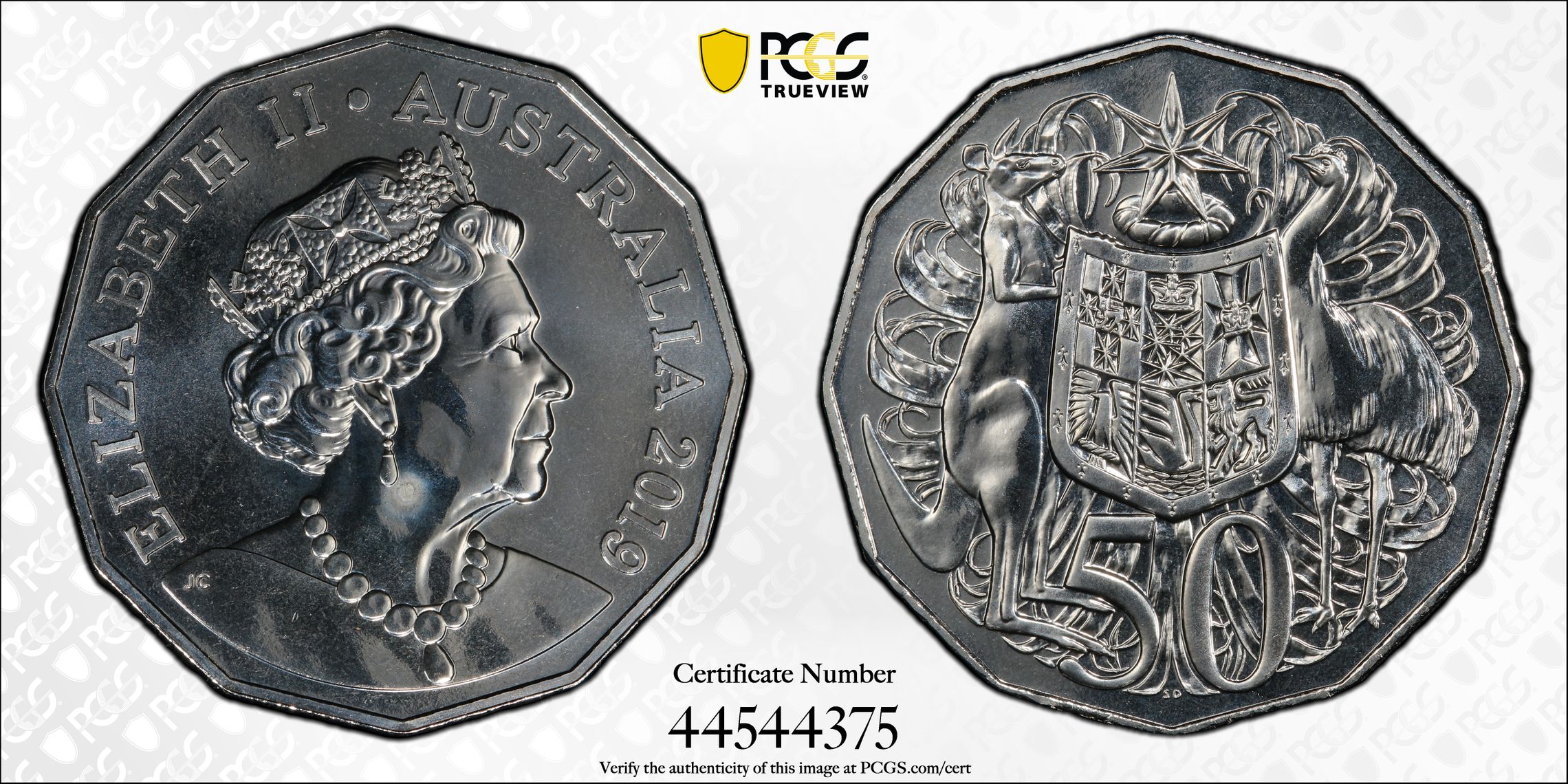 2019 Australia Fifty Cent, 50c Dodecagon 50C 50th Ann. J. Clark Effigy PCGS - MS69 -375