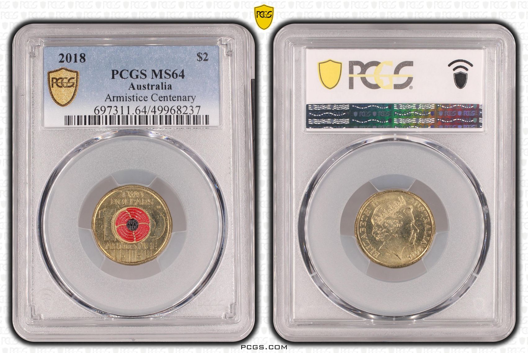 Armistice Centenary , Two Dollar, 2018, PCGS MS64