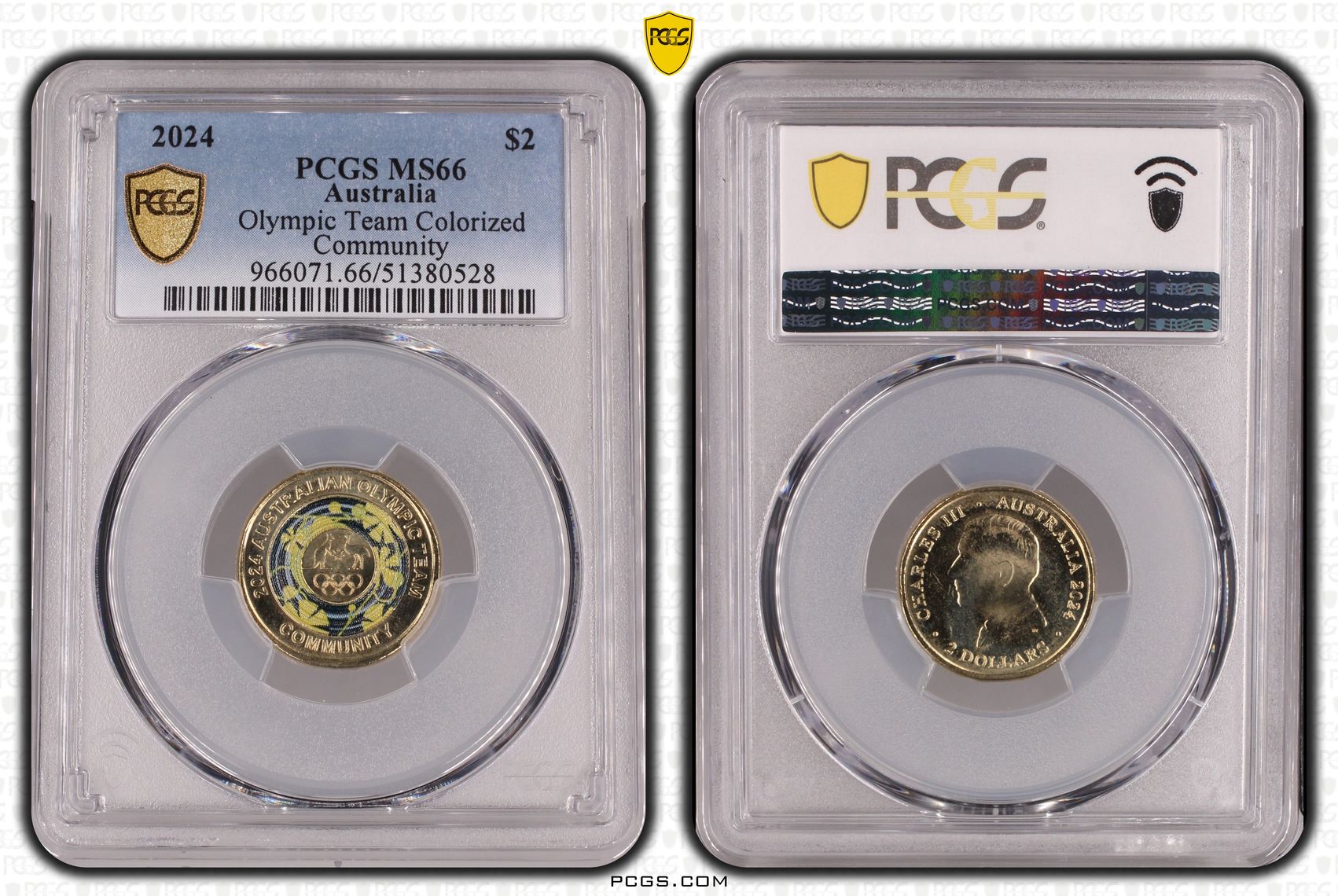 Olympic Team Colorized Community, Two Dollar, 2024, PCGS MS66