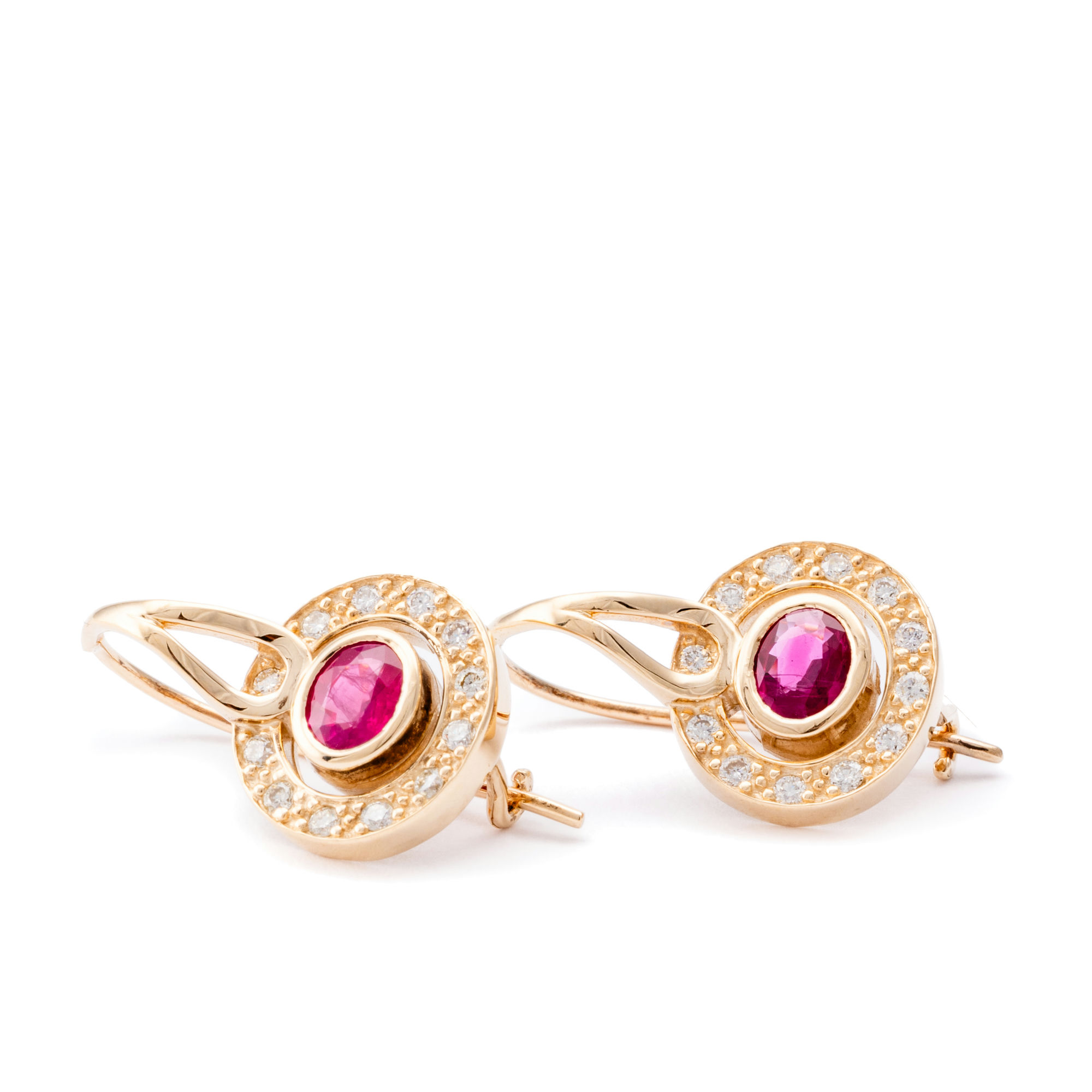 Ruby & Diamond Earrings 9ct Gold,