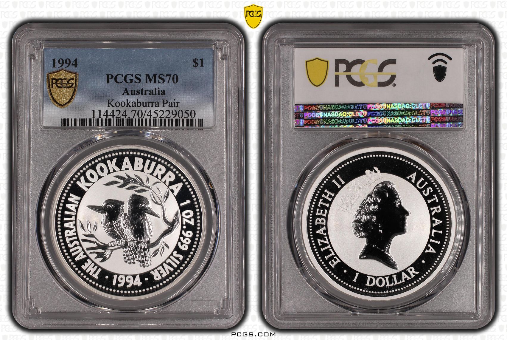 422 · Kookaburra Ag, One Dollar, 1994, PCGS MS70