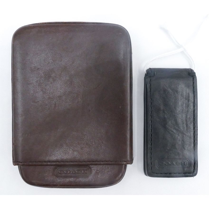 2pc Vintage Coach Leather Money Clip & Card Case