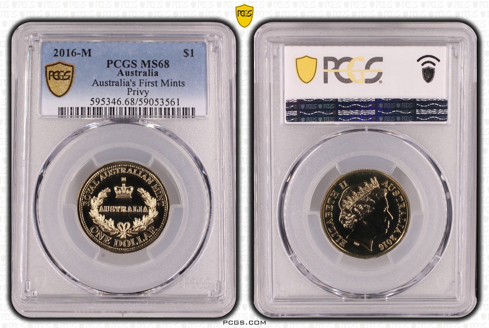 Australia's First Mints Privy, One Dollar, 2016-M, PCGS MS68