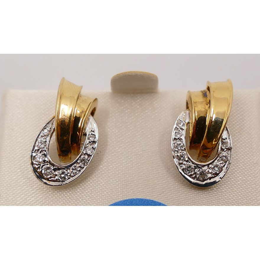 Pair 14K Diamond Earrings- .5''- 4g TW