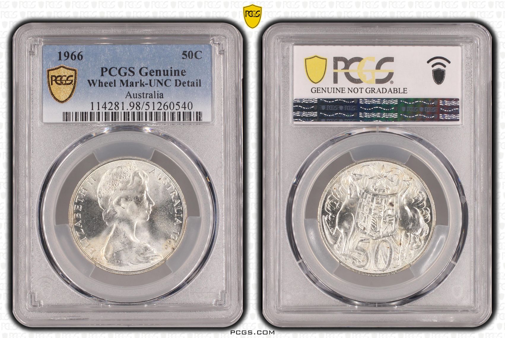 Fifty Cent, 1966, PCGS Genuine - UNC Details (98 - Damage)