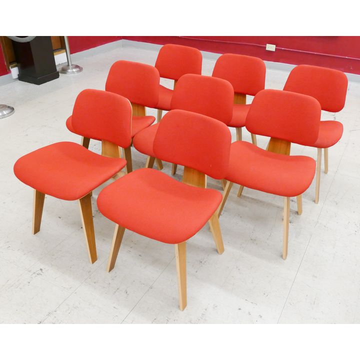 Set 8 Eames Herman Miller DCW Upholstered Chairs