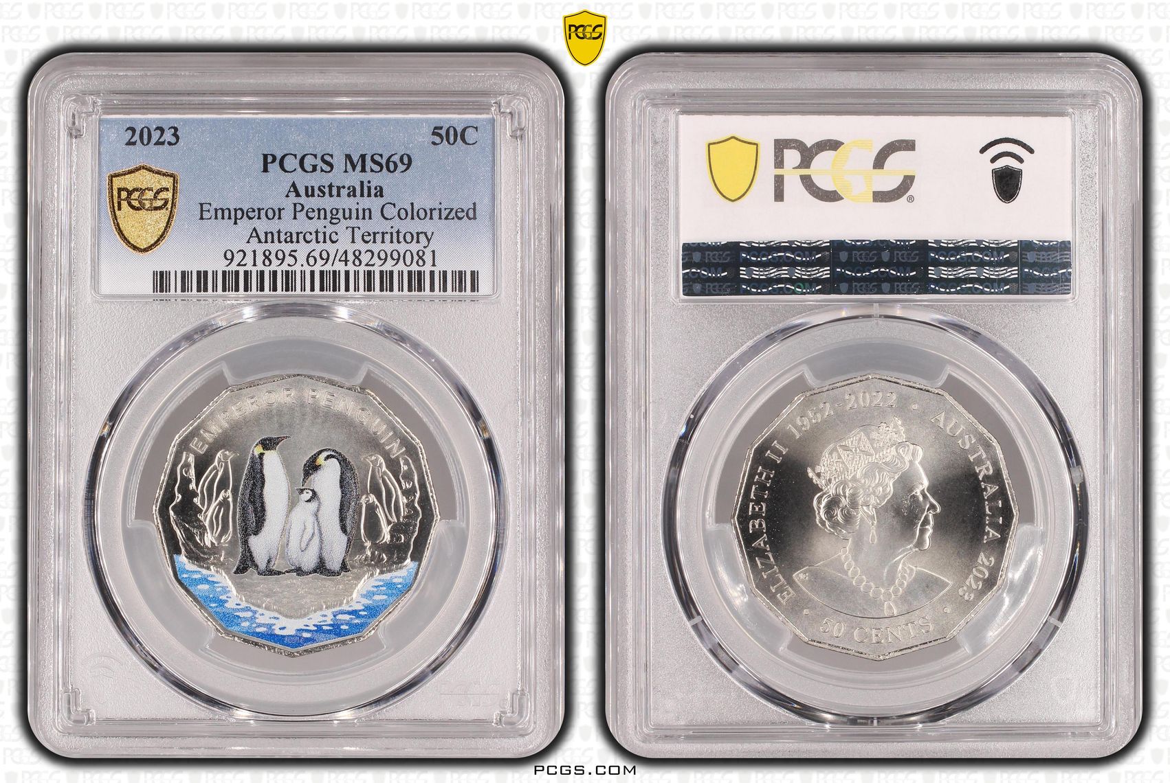 Emperor Penguin Colorized, Fifty Cent, 2023, PCGS MS69