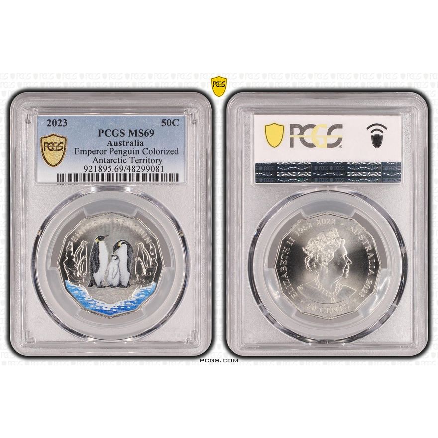 Emperor Penguin Colorized, Fifty Cent, 2023, PCGS MS69