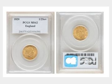 1820 GEORGE III HALF SOVEREIGN PCGS MS62