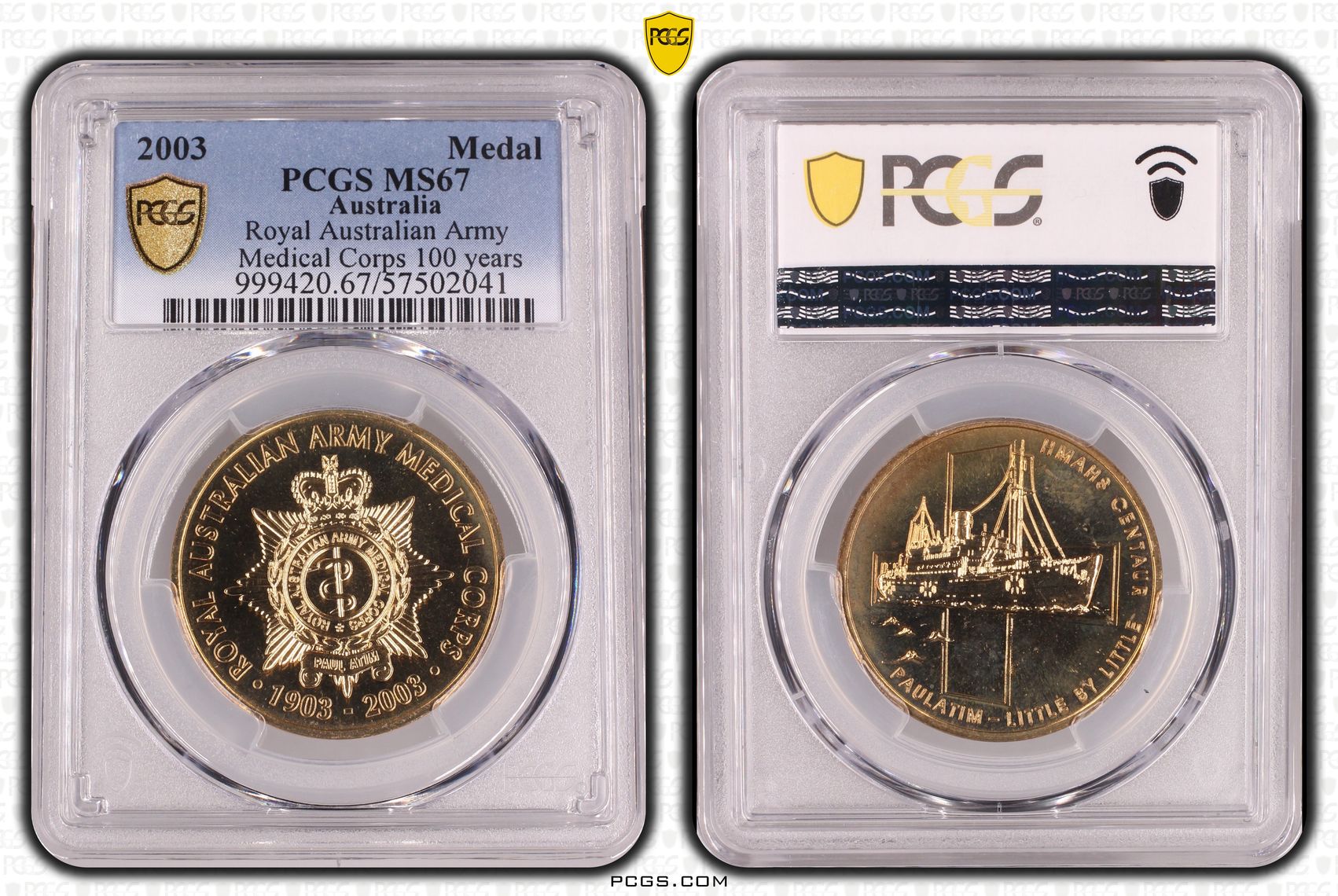 Royal Australian Army Medical Corps 100 years, POP 1/0, Medal, 2003, PCGS MS67
