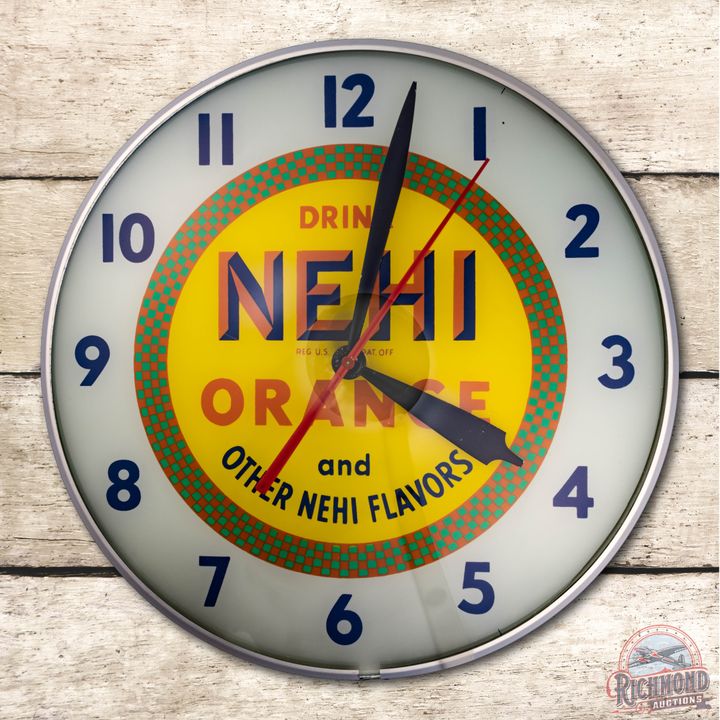 15" Drink Nehi Orange Lighted Advertising Clock