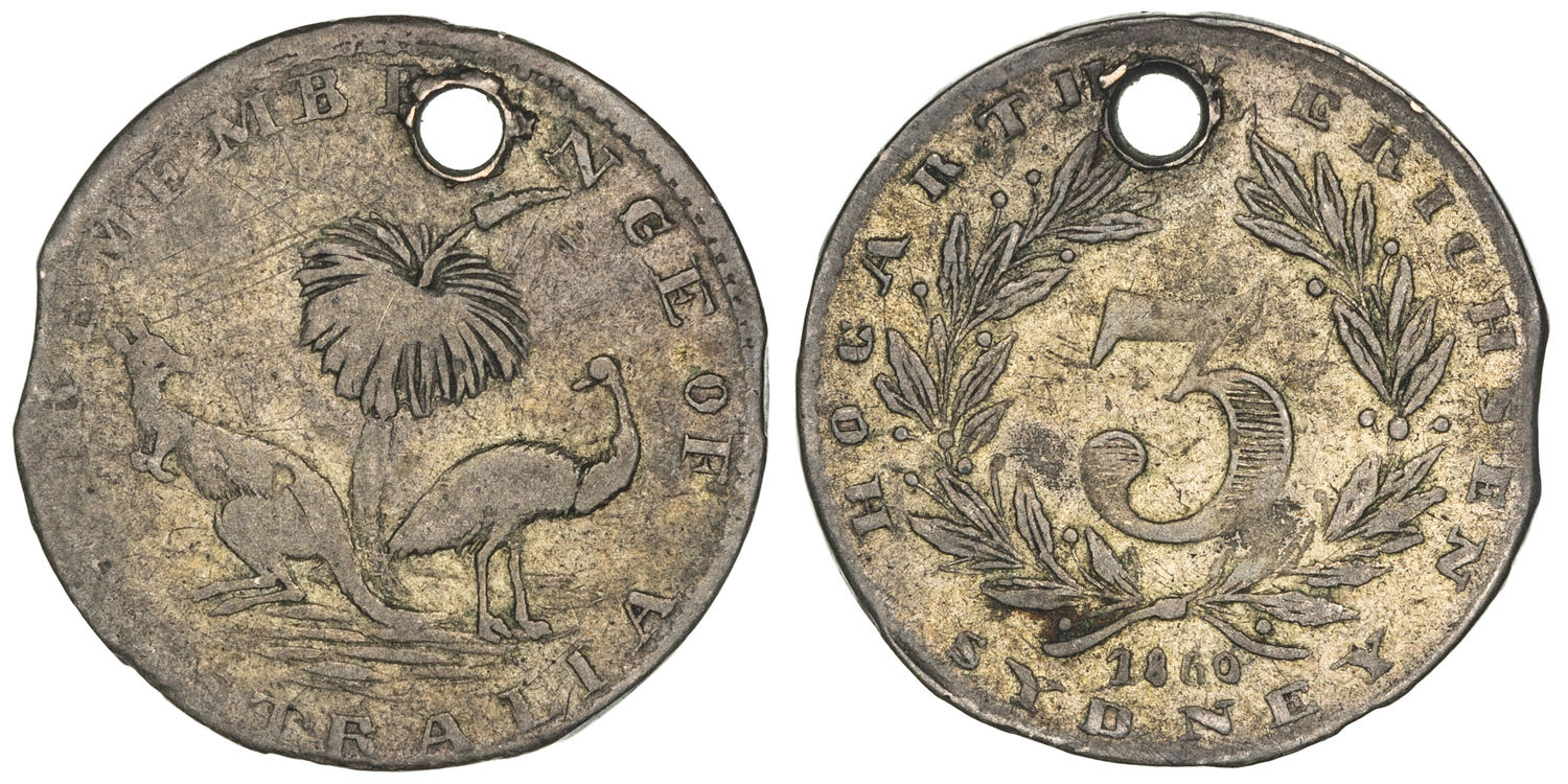A.691 - Hogarth & Erichsen, Sydney, NSW, Threepence, 1860, Good