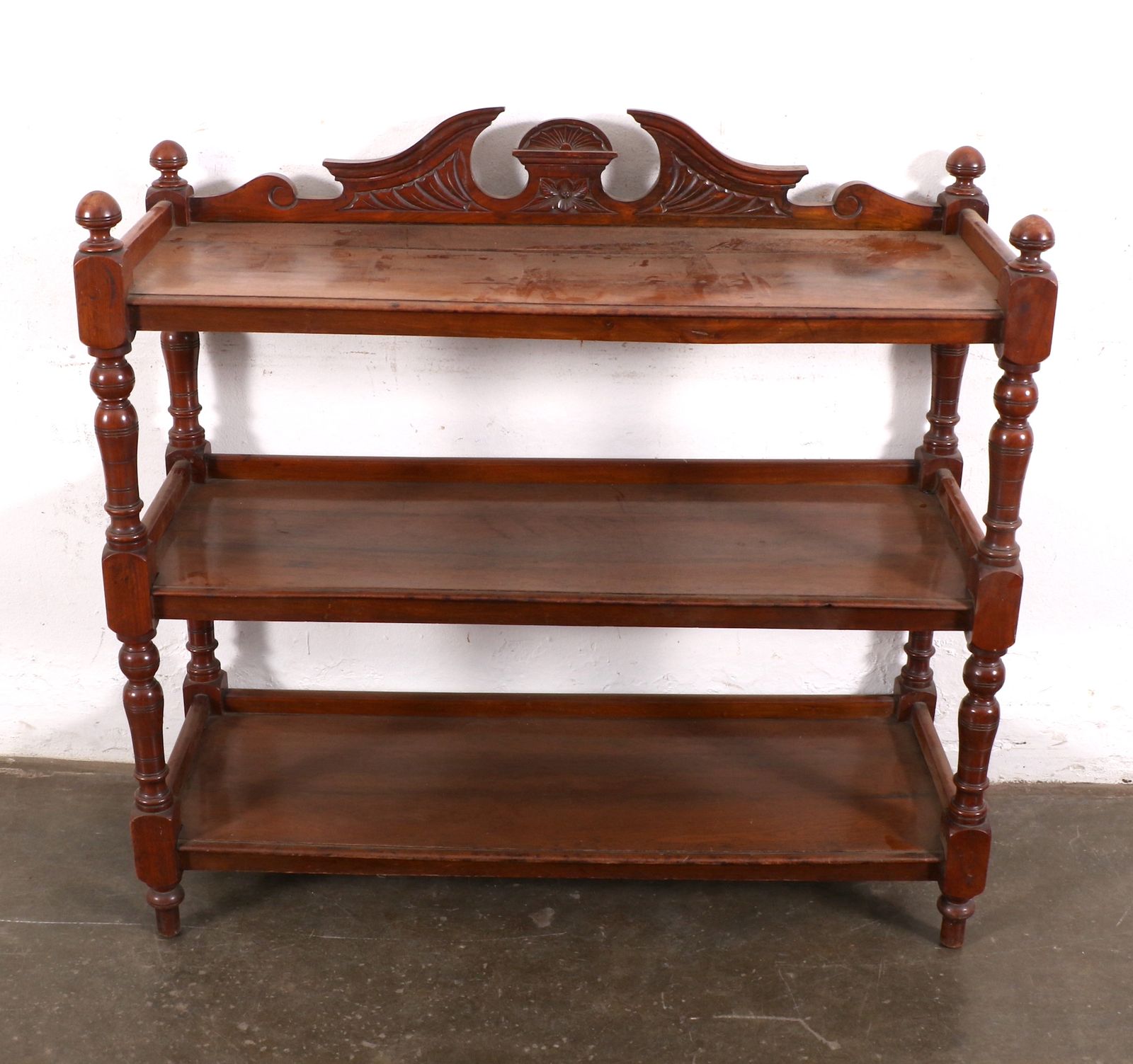 Edwardian mahogany carved three tier server OldJW Auctioneers