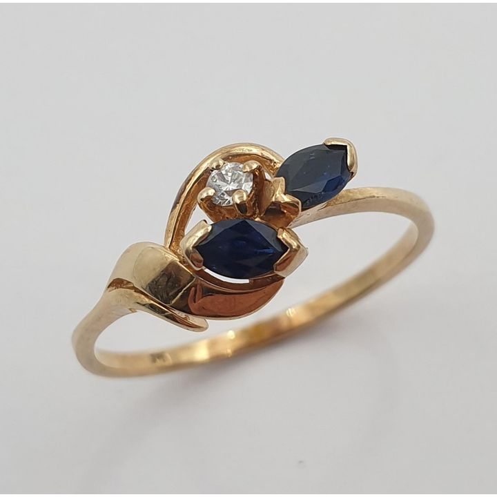 9ct Y/G Sapphires & CZ Ring