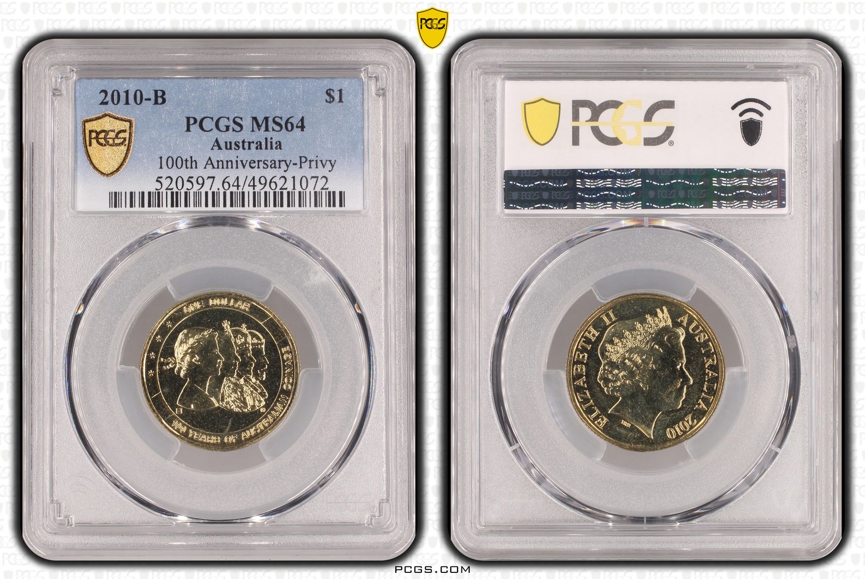 226 · 100th Anniversary-Privy , One Dollar, 2010-B, PCGS MS64