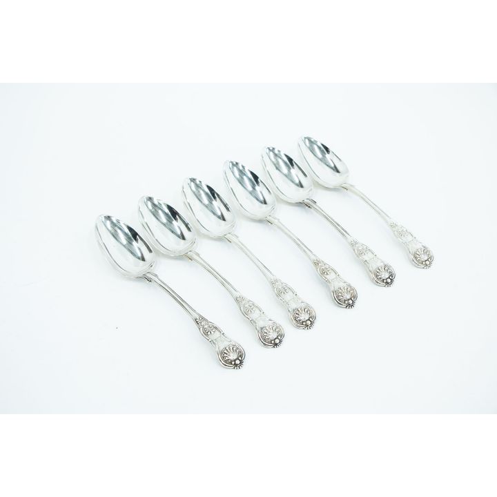Six silver Kings Honeysuckle pattern serving spoons