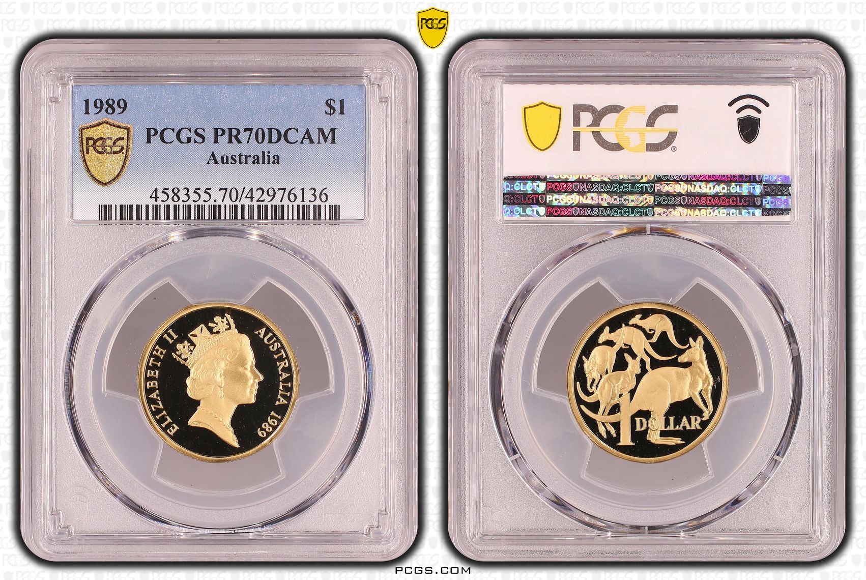 1989 Australia One Dollar, $1 Proof PCGS - PR70DCAM POP 21/0 -136