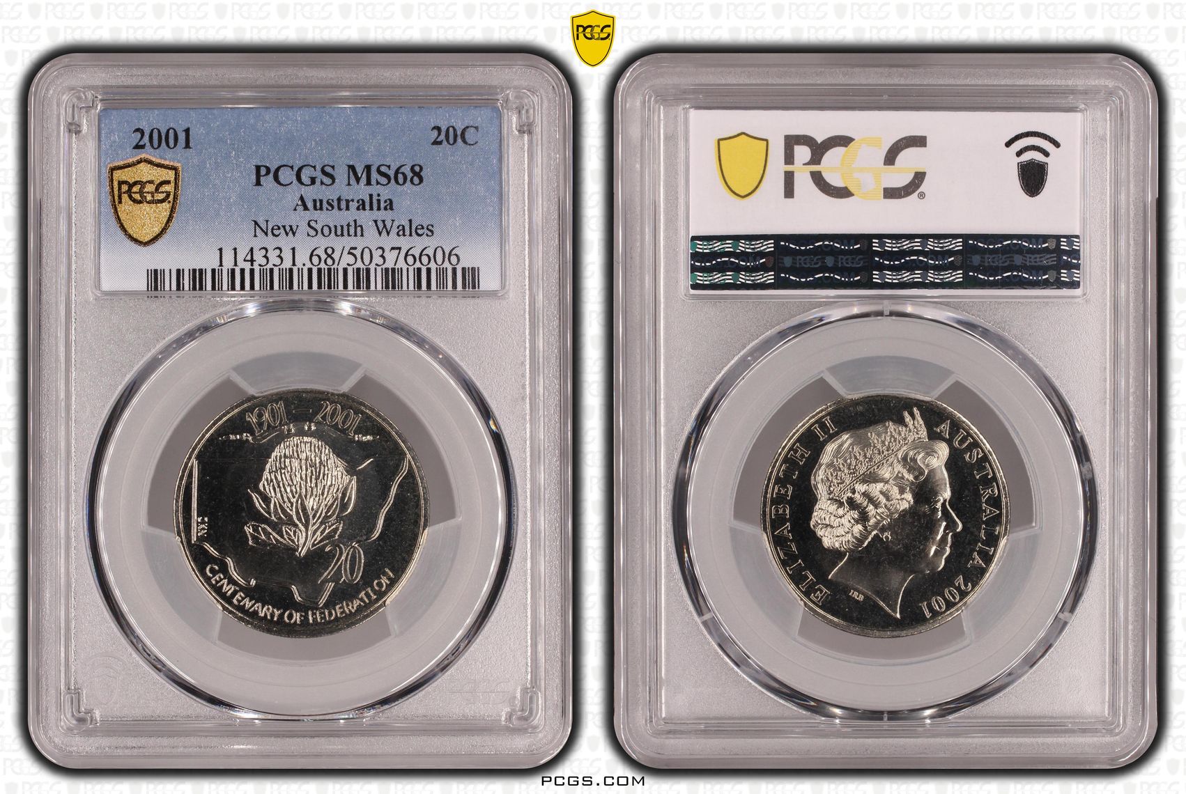 53 · New South Wales, Twenty Cent, 2001, PCGS MS68